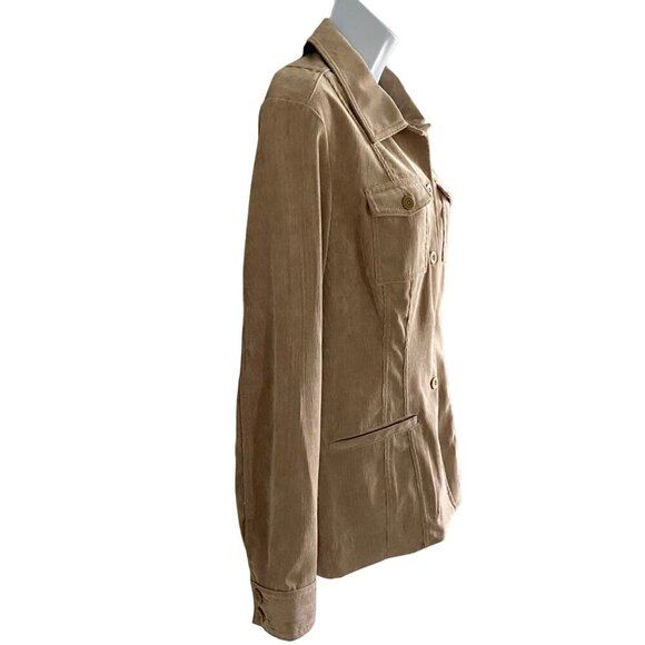 Croft & Barrow Tan Corduroy Button Up Shirt Jacket Women's Medium - Picture 6 of 11
